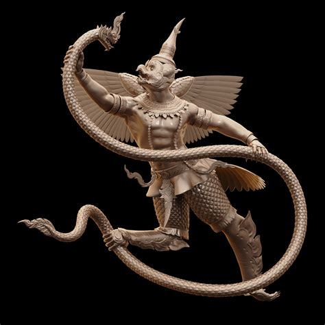   The Naga and Garuda Sculpture: Depicting Cosmic Battle and Exquisite Detail 