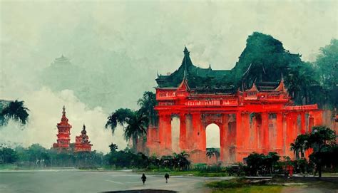 Temple of Literature Painting on Silk Depicts Ancient Vietnamese Architecture and Scholarly Pursuit!